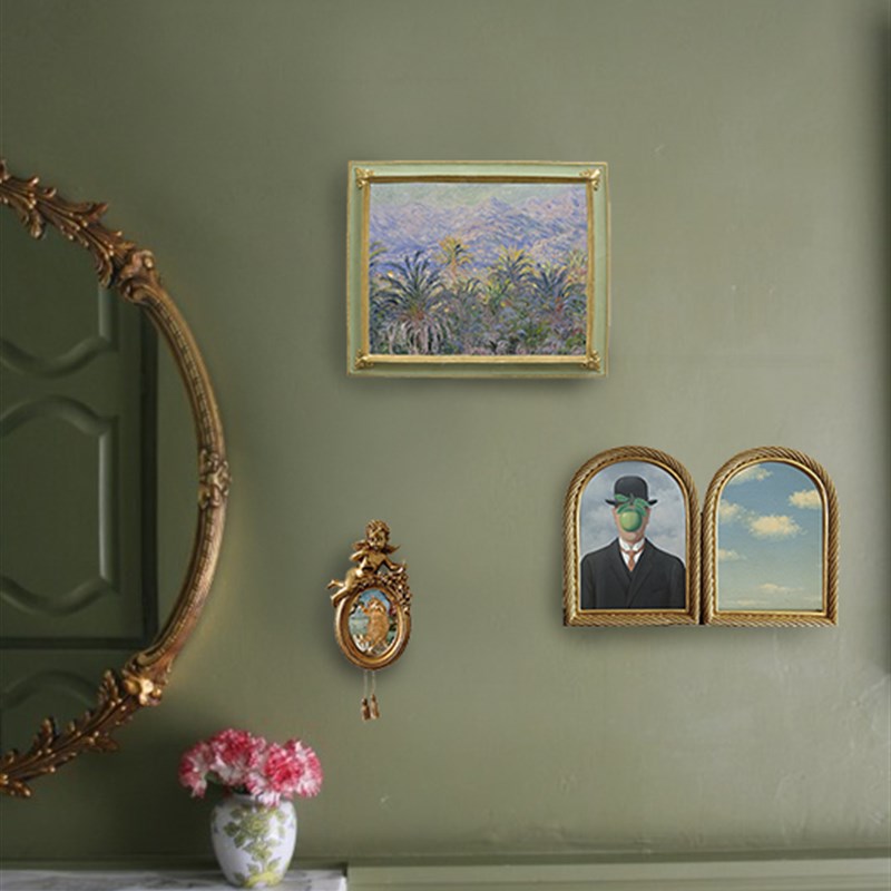 常玉 莫奈 玛格里特 复古组合装饰画 法式餐厅书房拍W摄背景墙挂