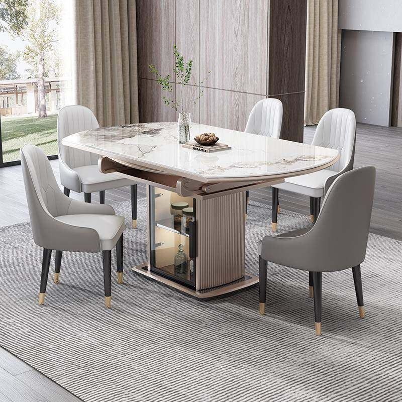 嘉程岩板餐桌椅组合家用现代简约可伸缩吃饭桌轻奢储物电磁炉桌,商业/办公家具,餐桌椅系列,淘宝优惠券,粉丝福利购,淘宝优惠卷