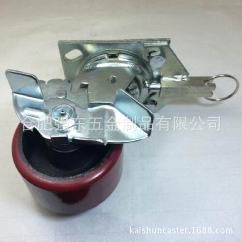 铁芯聚氨酯边刹方向锁脚轮4寸5寸6寸8寸铁芯PU四点定位方向刹车轮
