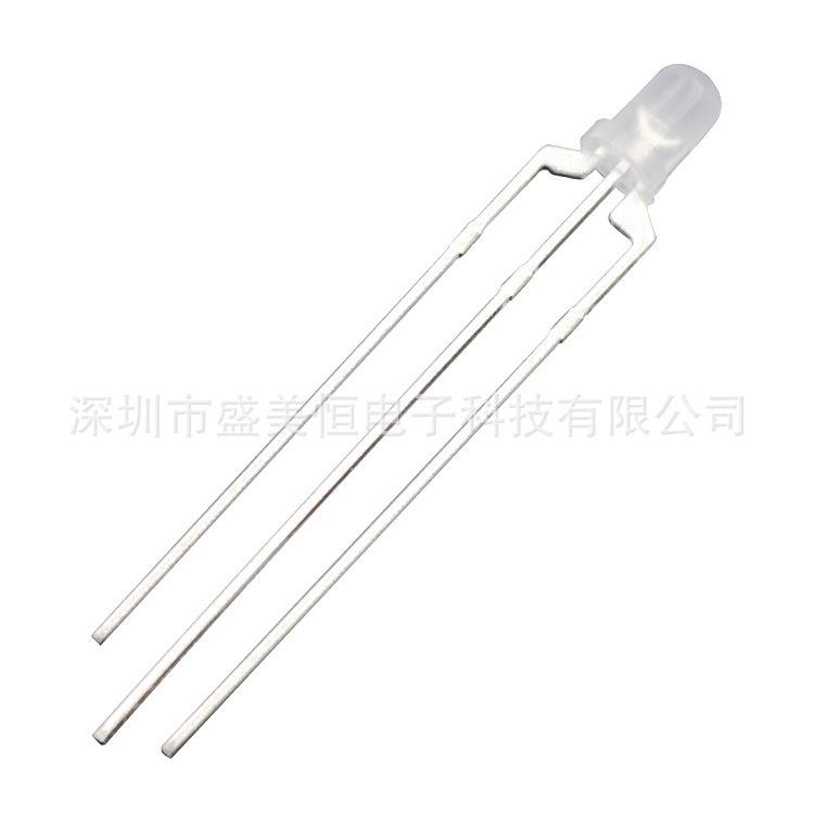 [双色]F3/3mm圆头雾状，透明（红翠绿）共阴 直插LED发光二极管