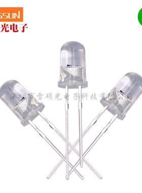 绿色led直插灯珠5mm黄绿短脚发光二极管透明胶体圆头f5高亮普绿