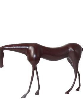 现代简约新中式抽象瘦马红色摆件样板间售楼处家具客厅装饰品摆设