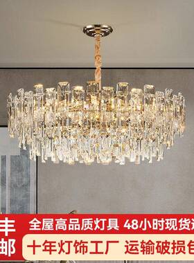 轻奢现代经典水晶圆形吊灯别墅客厅复式楼灯酒店婚宴厅LED吊灯