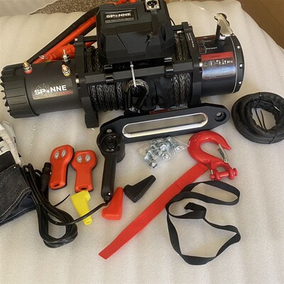 蜘蛛电动绞盘12000/13500磅汽车越野车装备吊机自救X远距离拖工厂