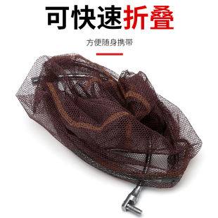 可折叠不锈钢抄网头涂胶防挂抄网兜细眼网头30cm40cm渔具用品