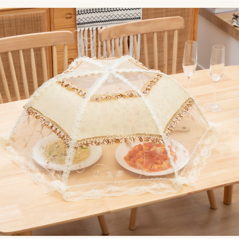 家用可折叠餐桌罩夏季防蚊蝇菜罩网纱透气饭N桌盖厨房收纳盖遮伞