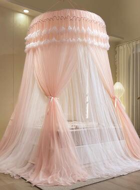 UG73新款公主风圆顶蚊帐家用免安装双层三开门吊顶式吊挂落地遮光