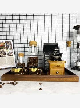 样板间厨房软装饰品搭配组合咖啡机木质托盘摆件套装橱柜陈设道具