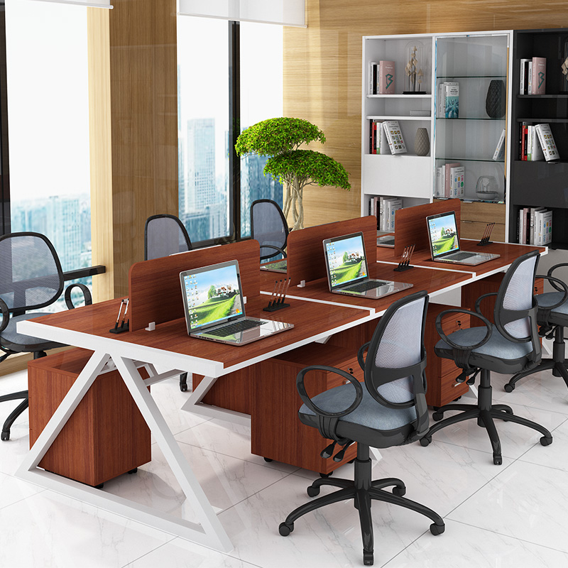 职员办公桌四人位多人员工电脑桌椅组合2/4/6人位工Y作位屏风卡座
