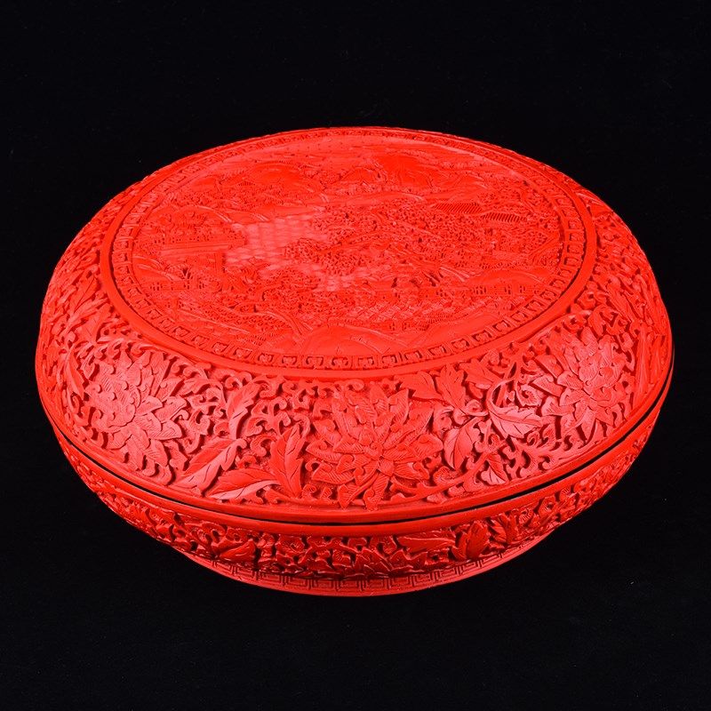 剔红雕漆干果盒糖果盒扬州漆器大号捧盒喜庆结婚首饰盒礼物摆件,特色手工艺,漆器,淘宝优惠券,粉丝福利购,淘宝优惠卷