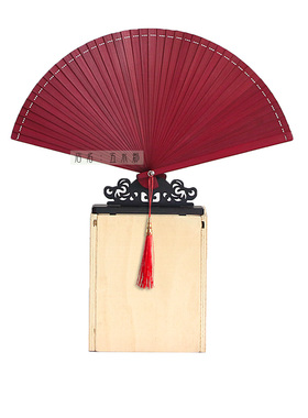 骨扇 镂空全竹折扇子 u5.4寸黑色平板迷你折叠扇女夏