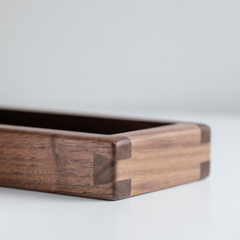 黑胡桃木实木g盒子长条形复古风日式客厅茶桌软装燕尾榫榫卯收纳