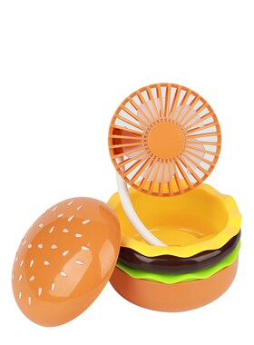 创意汉堡风扇多功能手持rusb充电风扇办公室学生桌面便携小型风扇