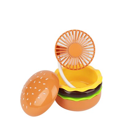 创意汉堡风扇多功能手持rusb充电风扇办公室学生桌面便携小型风扇