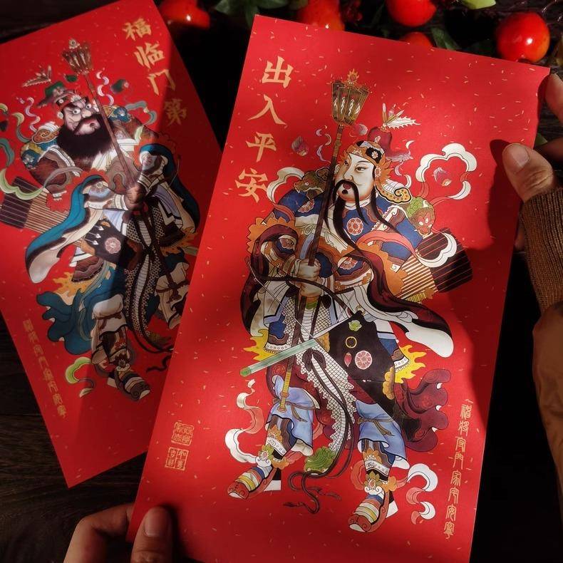 年画门神贴画手绘门贴门幅守门神将新春对联春联新年2025春节装饰