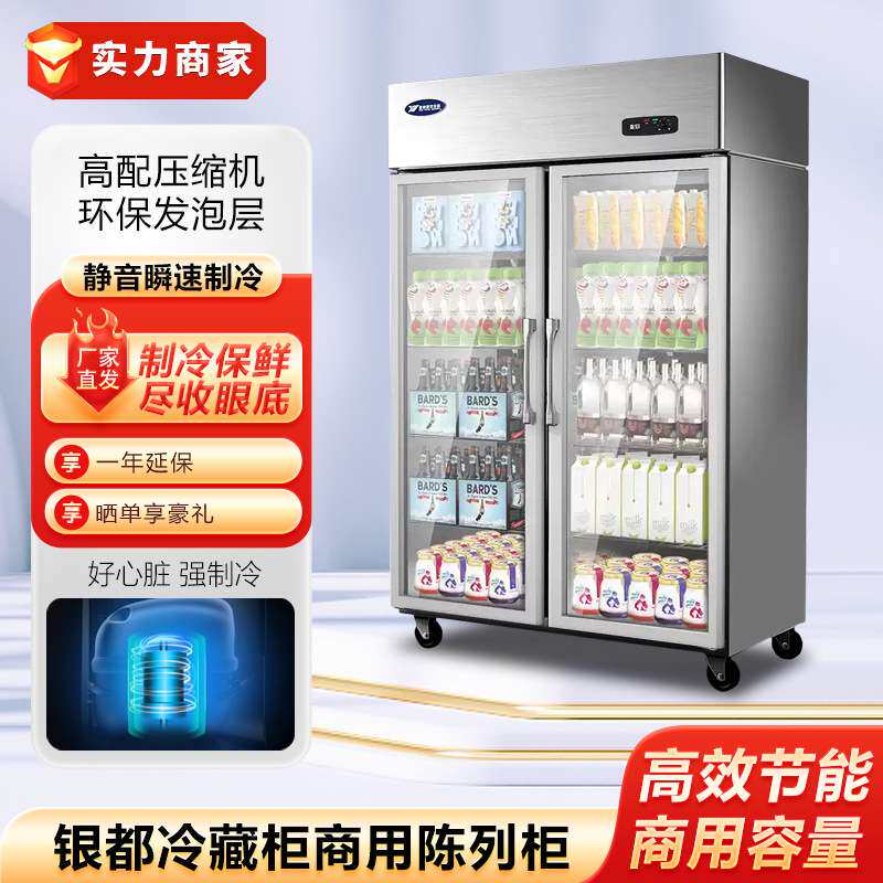 银都冰箱双门三门陈列柜保鲜冷藏柜展示柜商用冰柜酒店厨房设备