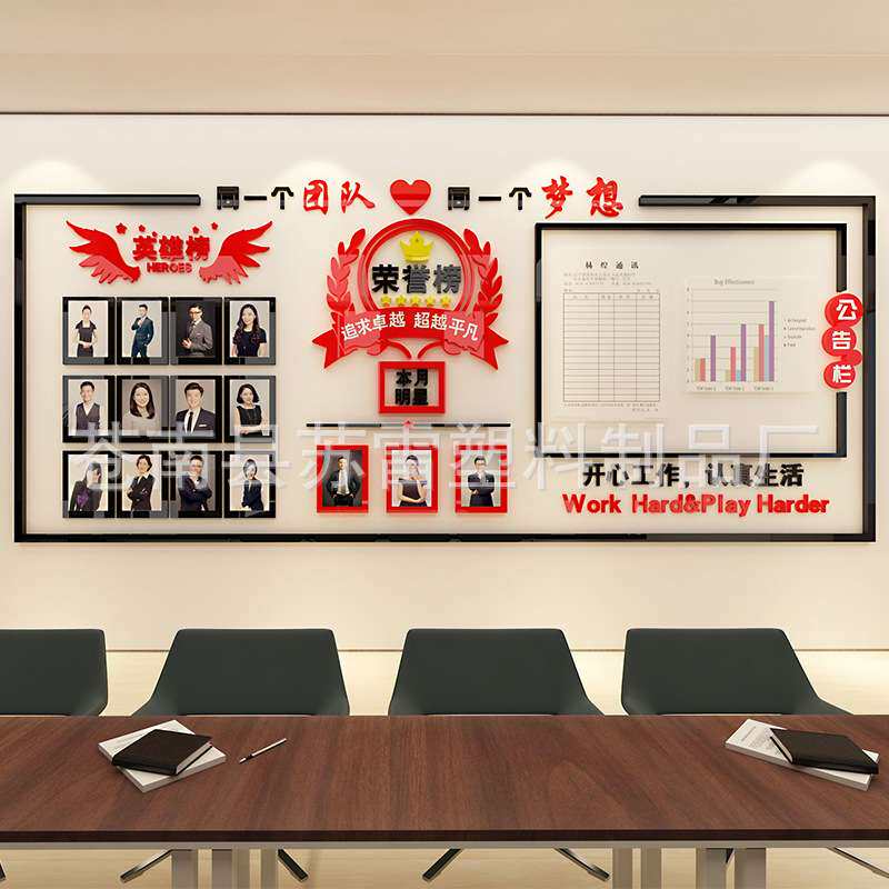 办公室装饰励志照片墙公司公告栏墙贴企业文化员工风采团队光荣榜