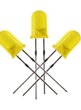 f5黄发黄led直插灯珠5mm黄光高亮发光二极管短脚 雾状黄色