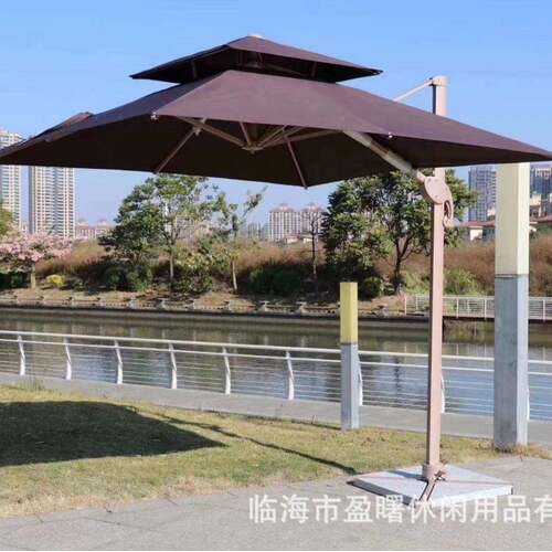 户外遮阳伞庭院伞太阳能伞LED带灯大伞3米室外露台阳台花园罗马伞