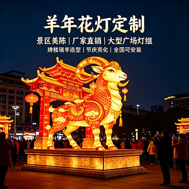 2027羊年大型花灯传统工艺彩灯灯组古镇庙会游乐园节庆亮化装饰灯