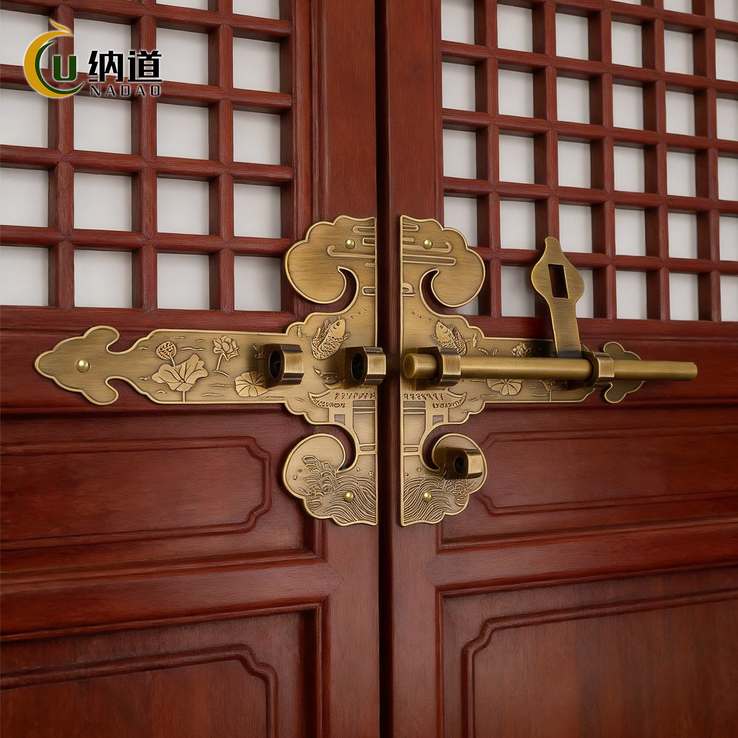 中式仿古插销纯铜加厚老式木门锁锁扣花园古建庭院双开门门栓插销