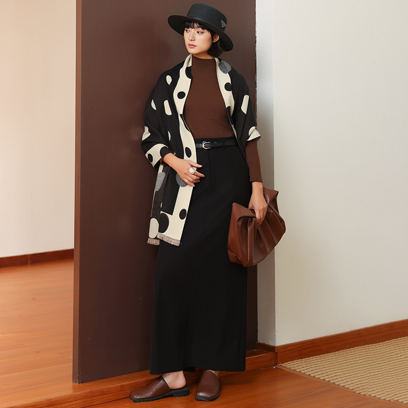 2025新款欧美圆点提花波点保暖仿羊绒大披肩双面加厚保暖