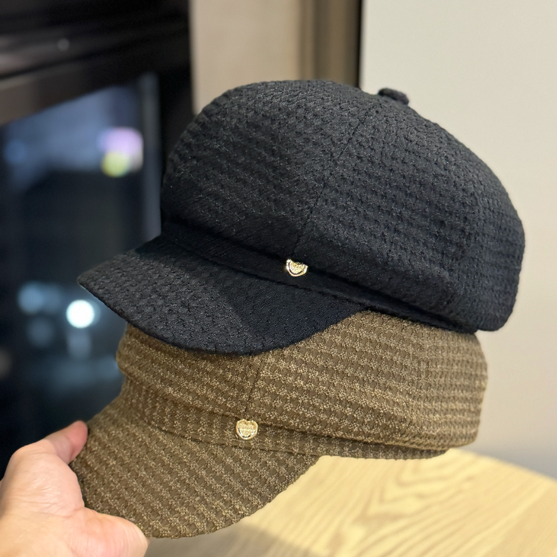 韩版鸭舌贝雷帽秋冬季女新款百搭显脸小八角帽日系大头围画家帽子