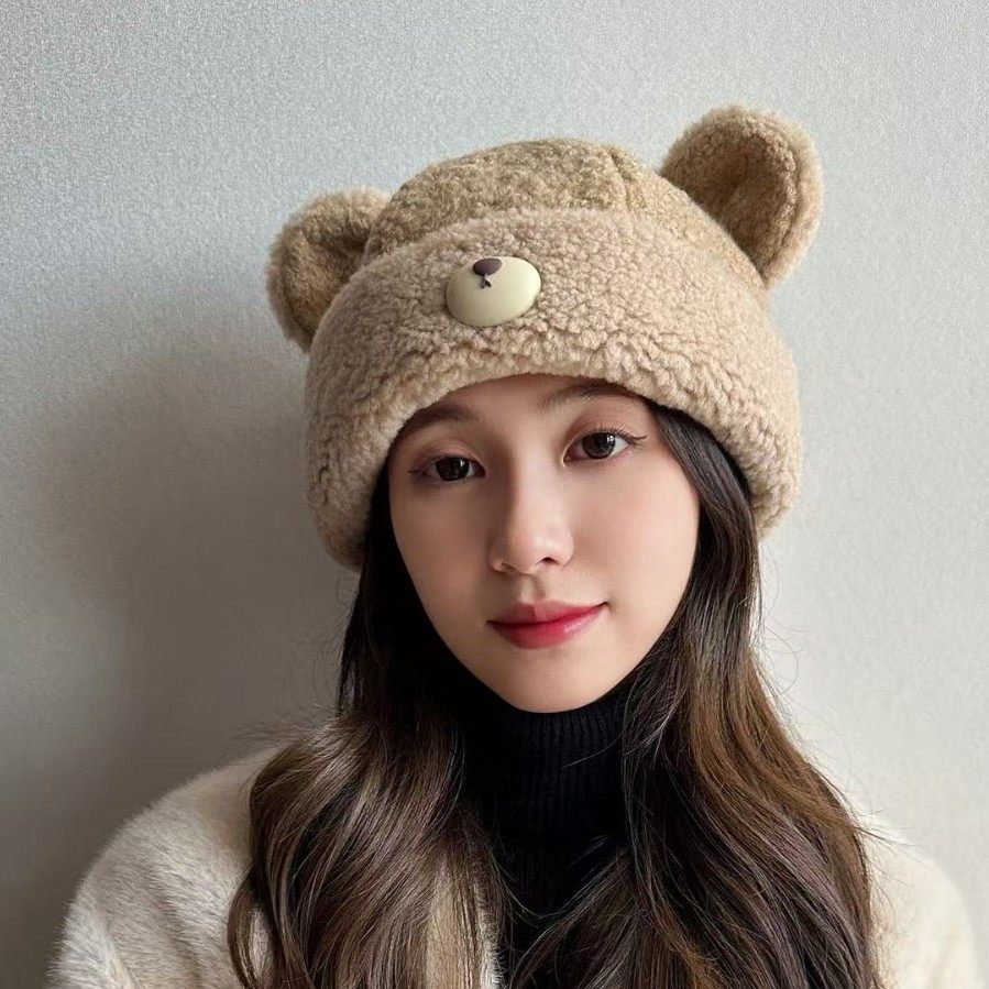 新款秋冬可爱小熊帽子女针织百搭保暖护耳加厚时尚毛线渔夫帽,服饰配件/皮带/帽子/围巾,帽子,淘宝优惠券,粉丝福利购,淘宝优惠卷