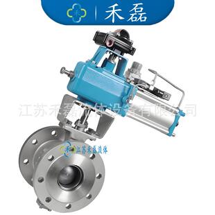 钛材TA2气动法兰V型球阀45度30切断阀流量调节2507双相钢2205DN65