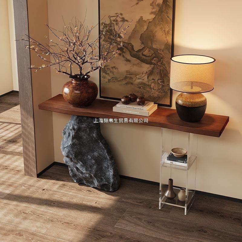 轻奢亚克力玄关桌子走廊靠墙中式艺术实木简约端景台现代入户条案,住宅家具,玄关台,淘宝优惠券,粉丝福利购,淘宝优惠卷