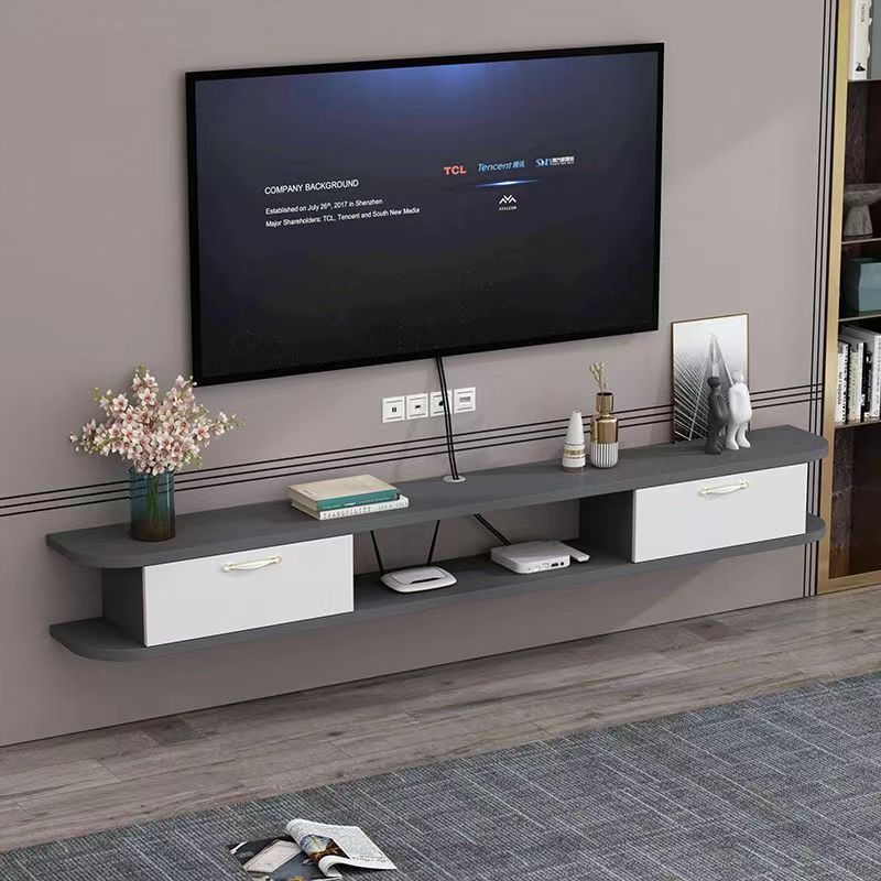 墙上电视柜小户型壁挂式背景墙卧室现代简约隔板简易机上盒置物架