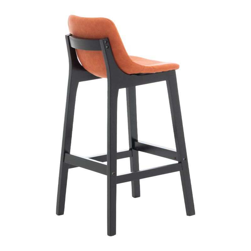 实木酒吧椅吧台椅现代皮艺家用中岛台椅简约吧凳前台接待高脚椅子