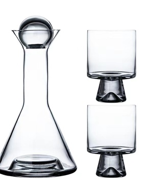 创意渐变玻璃醒酒器酒樽烟灰色醒酒器极简样板房摆件现代简约酒具