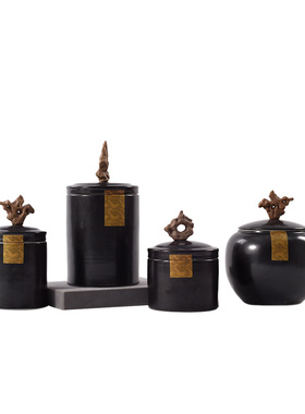 新中式创意陶瓷储物罐摆件样板房酒店装饰艺术品书房橱窗玄关摆设