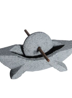 惠安石雕天然青石头老式石碾子研磨器手工茶玩药碾子家用茶具碾槽