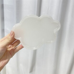 白玉玉石大理石托盘 天然大理石托盘 简N约气质装饰摆件收纳盘