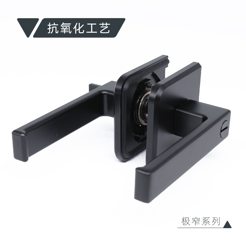 极窄平开门锁大方型极简玻璃铝合金F窄边门锁浴室卫生间通用门把