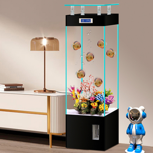 金晶超白玻璃生态鱼缸方形客厅家用小型落地观赏免换水循环水族箱