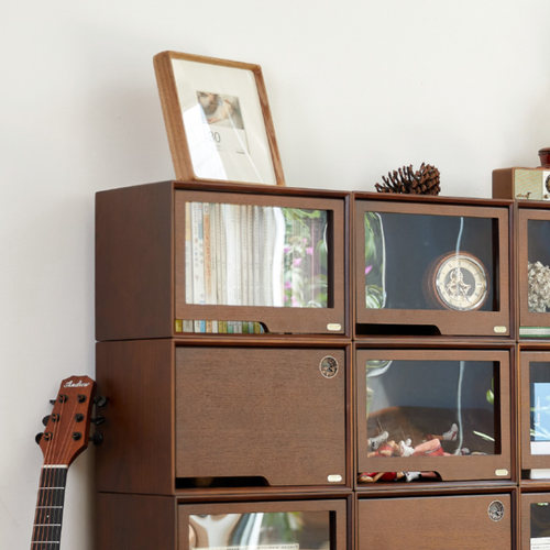 儿童玩具收纳箱抽屉式零食书本书籍收纳盒实木可叠加透明收纳柜子