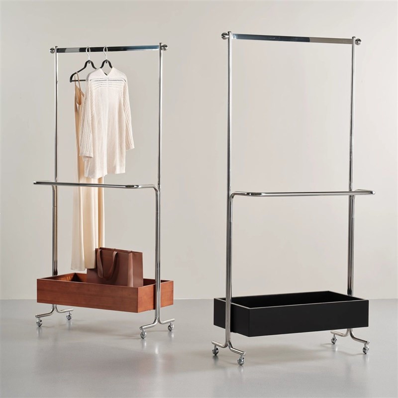 客厅实木落地衣架挂衣架现代轻奢卧室可移动衣帽S架隔夜次净衣收