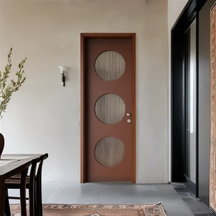 中古风洞洞门实木复合烤漆门卧室门房间门中式胡桃色卫生间厨房门