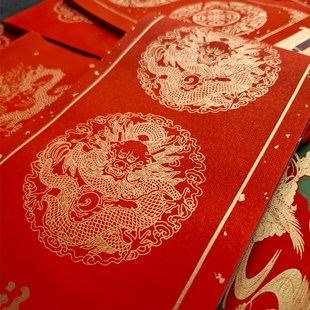 对联春联2025年蛇年门联烫金宣纸春节福字贴五言七言万年红色楹联