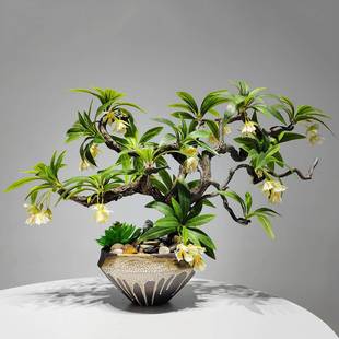 新中式创意龙柳枝仿真花艺盆景创意客厅摆件家居卖场绿植盆栽摆设