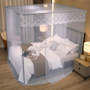 落地蚊帐家用2022新款卧室加厚加密公主风宫廷支架防尘顶布帐子
