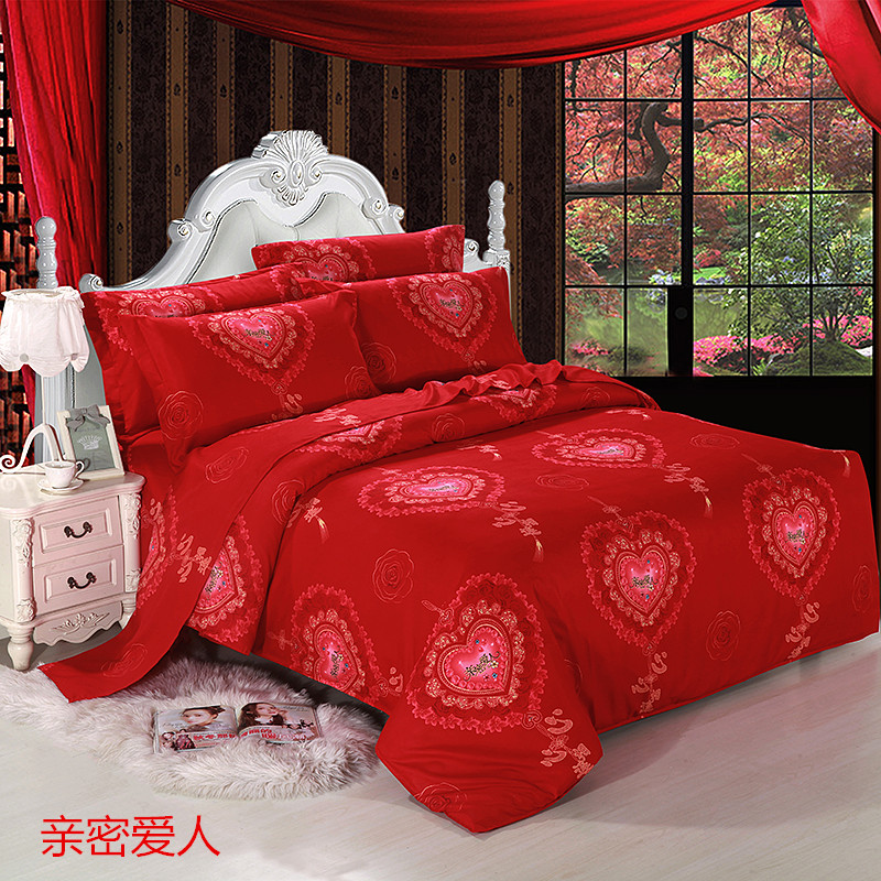 全棉加厚结婚被套单件大红色婚庆双人200x230被罩180x220x240