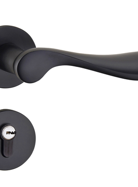 欧式简约黑色太空l铝房门静音门锁室内卧室木门机械五金锁具分体