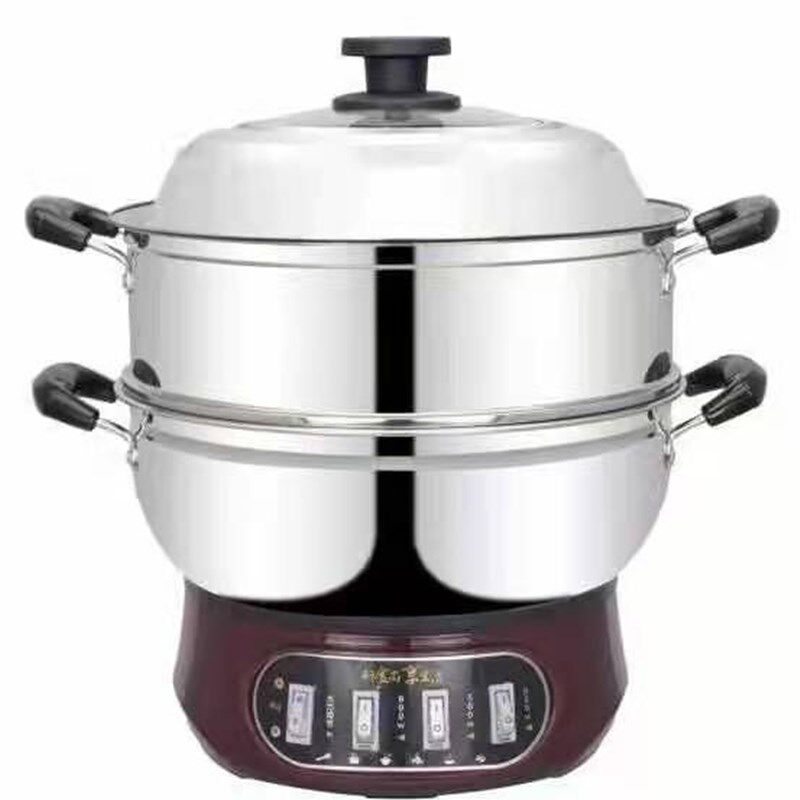 新款希达多功能电热锅不锈钢加厚电煮锅火锅电蒸锅28/30/32cm