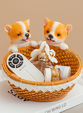 欧式创意狗狗收纳摆件玄关钥匙门口鞋柜摆件家居客厅电视柜装饰品