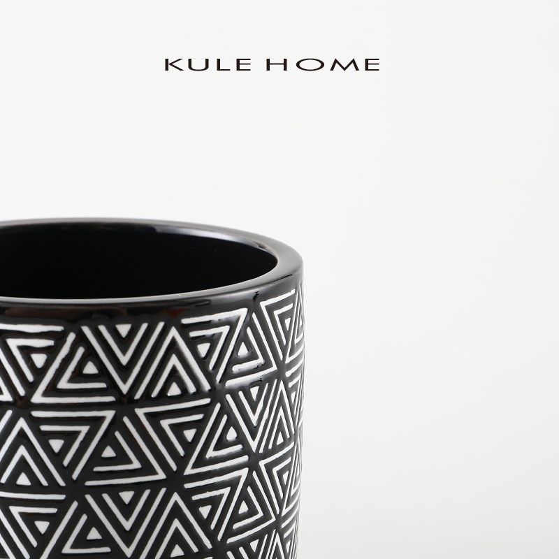 KULE HOME 笔筒化妆刷眉笔收纳盒办公室书桌陶瓷摆件创意学生装饰
