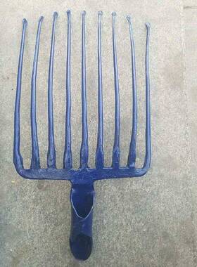 钢叉锻打全钢实心九齿十一齿石子铁叉九股